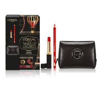 L'oreal Set Donna Rossetto Rosso e Matita Labbra Con Pochette