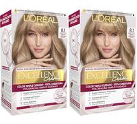 L'Oreal Tintura per Capelli, Excellence Creme, 200 gr, 8.1 Rubio Claro Ceniza (Confezione da 2)