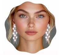 Lorealri Orecchini pendenti vintage con strass argentati e gemme, orecchini a lampadario con cristalli, orecchini a goccia per matrimonio, gioielli semplici per le donne