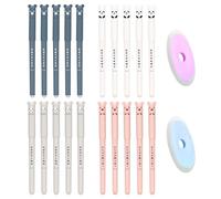 LOREC 20 Pezzi 0,35MM Penne Cancellabili, Cartoon Penna Cancellabile a Forma di Animale e 2 Gomme Penna Cancellabile, Nero Penna Gel CancellabileS Cute per Studenti Adulti