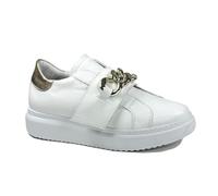 Loren, Scarpa Sneaker Donna con Plantare Estraibile e Dettaglio Dorato, Bianco (36 EU)