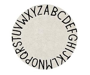 Lorena Canals - Tappeto rotondo ABC vintage, lavabile, in cotone 150 x 150 x 30 cm Nero