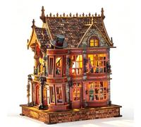LORENOOK Magic Wonder House puzzle 3D in legno con luci LED | Casa in miniatura fai da te, elementi girevoli e visuale a 360 gradi