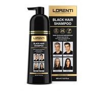 Lorenti Black Hair Shampoo 400 ml - Shampoo contro i capelli grigi per uomini e donne - Black Hair Dye Shampoo 3 in 1 - Shampoo colorato nero e nero