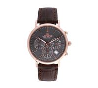 Lorenz Charleston 030273DD - Orologio Classico da Uomo al quarzo - Cronografo con Cinturino in Pelle marrone
