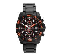Lorenz - Cronografo Sportivo al quarzo 026117ON - Orologio con cinturino in acciaio IP Black - Box set con cinturino in gomma di ricambio - Subacqueo fino a 100 metri
