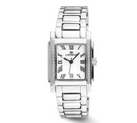 Lorenz Diva Square 030256FF - Orologio Classico da donna al quarzo - Orologio con cassa rettangolare e cinturino in acciaio - Quadrante con numeri romani e Lunetta con diamanti