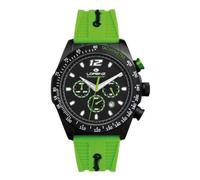 Lorenz Granpremio 030279CC - Cronografo Sportivo da Uomo al quarzo - Orologio con Cinturino in Gomma verde - Sub 100 metri - Cofanetto speciale a forma di casco