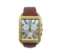 Lorenz Orologio uomo cronografo 024777DD Swiss Made cassa rettangolare acciaio placcato oro cinturino pelle quadrante madreperla