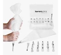 Lorenzini, Saccapoche Per Dolci Professionale - Sac A Poche Silicone Bianco Con 16 Beccucci Decorazione E Farciture - Sac a Poche Pasticceria Accessori Professionali, Adattatore, Spazzola di Pulizia