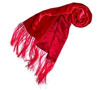 Lorenzo Cana 89093 - Sciarpa da donna double face con parte anteriore in velluto di seta, motivo floreale in damascato, 30 cm x 200 cm, colore: Rosso