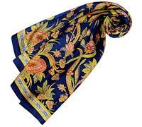 Lorenzo Cana Asciugamano di seta da donna in 100% seta barocco con motivo cachemire panno sciarpa di marca, Blu Scuro Rosso Oro, 90 x 90 cm