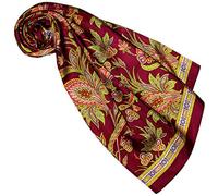 Lorenzo Cana Designer foulard 100% seta foulard da donna multicolore stampato 90 x 90 cm Floreale rosso vinaccia. 90 x 90 cm