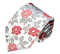 LORENZO CANA Luxury Italian seta fatta a mano di tessuto jacquard cravatta cravatte - Motivo floreale rossa