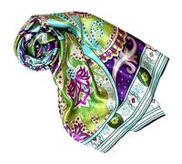 LORENZO CANA - Panno di seta da donna, 100% seta, XL, in raso di seta, 110 cm x 110 cm, con stampa multicolore Grün-türkis-violett 110 x 110 cm