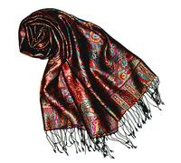 Lorenzo Cana Pashmina - Sciarpa in tessuto jacquard, 100% seta, motivo Paisley, in seta pashmina, multicolore, 70 x 190 cm, bunt, 70 x 190 cm