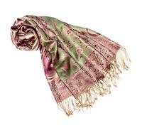 Lorenzo Cana Pashmina - Sciarpa in tessuto jacquard, 100% seta, motivo Paisley, in seta pashmina, multicolore, 70 x 190 cm, Rosa/crema, Taglia unica