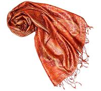 Lorenzo Cana Pashmina - Sciarpa in tessuto jacquard, 100% seta, motivo Paisley, in seta pashmina, multicolore, 70 x 190 cm, Ocra, oro-rosa, Large