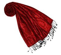 Lorenzo Cana Pashmina - Sciarpa jacquard in 100% seta, motivo Paisley, effetto seta, pashmina multicolore, 70 x 190 cm, Tonalità del rosso, Taglia unica