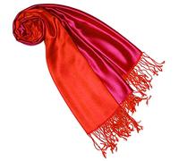 Lorenzo Cana Pashmina - Sciarpa reversibile da donna, 70% seta, 30% viscosa, 70 x 190 cm, bicolore, Rosa, arancio, 70 x 190 cm