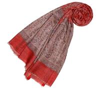 Lorenzo Cana - Sciarpa da donna in cashmere, 100% cashmere, 70 cm x 200 cm, colore: Rosso beige naturale tessuto jacquard con motivo cachemire, sciarpa in cashmere