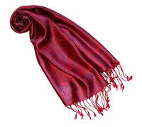 Lorenzo Cana - Sciarpa da donna in seta 100% tessuto di seta elegante motivo cachemire tono su tono Rosso -Viola Taglia unica