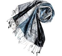 Lorenzo Cana - Sciarpa da uomo di lusso, in tessuto jacquard, 100% seta, motivo Paisley, in seta, multicolore, 70 x 190 cm, blu/grigio argento., Taglia unica