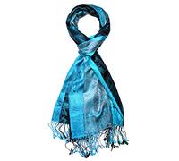 Lorenzo Cana - Sciarpa da uomo di lusso, in tessuto jacquard, 100% seta, motivo Paisley, in seta, multicolore, 70 x 190 cm, Blu-Turchese Scuro , Taglia unica
