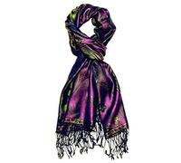 Lorenzo Cana - Sciarpa da uomo di lusso, in tessuto jacquard, 100% seta, motivo Paisley, in seta, multicolore, 70 x 190 cm, Viola scuro-verde-nero, Taglia unica