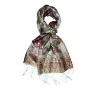 Lorenzo Cana Sciarpa da uomo in seta 100% tessuto di seta, elegante motivo cachemire, tono su tono grigio-verde e multicolore. Taglia unica