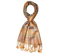 Lorenzo Cana - Sciarpa da uomo in seta 100% tessuto di seta elegante motivo cachemire tono su tono marrone/multicolore. Taglia unica