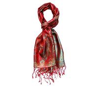 Lorenzo Cana - Sciarpa da uomo in seta 100% tessuto di seta elegante motivo cachemire tono su tono Turchese/rosso ruggine Taglia unica