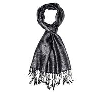 Lorenzo Cana Sciarpa da uomo in seta al 100%, sciarpa da uomo elegante in tessuto jacquard, motivo Paisley tono su tono, antracite., 35 x 160 cm