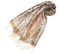 Lorenzo Cana - Sciarpa da uomo in tessuto jacquard 100% seta, 70 x 190 cm, motivo cachemire, in seta pashmina colori armoniosi