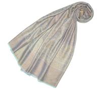 Lorenzo Cana Sciarpa di lana di lusso sciarpa di seta donna sciarpa sciarpa sciarpa jacquard tessuto fibre naturali 50% lana 50% seta beige azzurro giallo 78577, Beige-Arancione-Aqua, Maße: 55 x 190