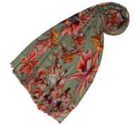 Lorenzo Cana - Sciarpa pashmina da donna, in morbida lana di agnello merino, motivo floreale, multicolore, 70 cm x 180 cm, 78663, Multicolore, 70 x 180 cm