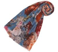Lorenzo Cana - Sciarpa pashmina da donna, in morbida lana di agnello merino, motivo floreale, multicolore, 70 cm x 180 cm, 78661, Multicolore, 70 x 180 cm