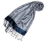 Lorenzo Cana Sciarpa pashmina da donna in tessuto jacquard 100% seta, 70 x 190 cm, sciarpa in seta Paisley, Blu