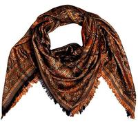 LORENZO CANA XL Luxus seta - Stola panno jacquard tessuto 100% seta Paisley modello Pashmina sciarpa di seta rosso 120 cm x 120 cm Braun-grün-orange Taglia unica