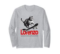 LORENZO - Nome ragazzo simpatico con gatto e skateboard Maglia a Manica