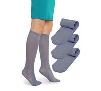 LORES Alma 40 DEN Calze Alte Ragazza, Confezione da 3 - Taglia unica, Calze Scuola Opache in Microfibra, Lunghe, Morbide ed Elastiche, Confortevoli, 3 pezzi grigio, 24-37