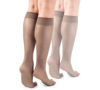 LORES Basic Calze al ginocchio da donna 15 DEN High Pop opache semitrasparenti 2 paia Natalie, Nocciola, Taglia unica