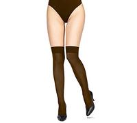 LORES Calze da donna in microfibra opache sopra il ginocchio, alte fino alla coscia, calze lunghe e calde, per cosplay, 60 denari, Mocca, Taglia unica