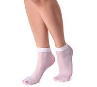 LORES Calze da donna semi-velate a taglio basso, in nylon morbido e confortevole, taglia unica 15 DEN 2 paia, White, Etichettalia unica