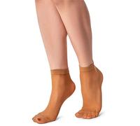 LORES Calze semi-velate da donna, taglio basso, invisibili, alla caviglia, in nylon, morbide e confortevoli, taglia unica, 15 denari, 2 paia, Sahara, Taglia unica