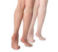 Lores - Calzini da donna al ginocchio, basic, 15 denari, opachi alti, semi trasparenti, 2 paia, Natalie, Taglia unica