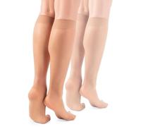 Lores - Calzini da donna al ginocchio, basic, 15 denari, opachi alti, semi trasparenti, 2 paia, Natalie, Taglia unica