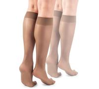 Lores - Calzini da donna al ginocchio, basic, 15 denari, semi trasparenti, 2 paia, Natalie, Taglia unica