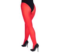 LORES Collant da donna satinati 100 denari spessore lucido look opaco pieno calze a compressione senza pressione Lucido, Rosso, M