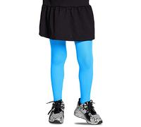 Lores, Collant in tinta unita da bambina, con piedi, opachi, 40 denari, per danza classica (realizzati in Italia), Blue, 3-4 Anni